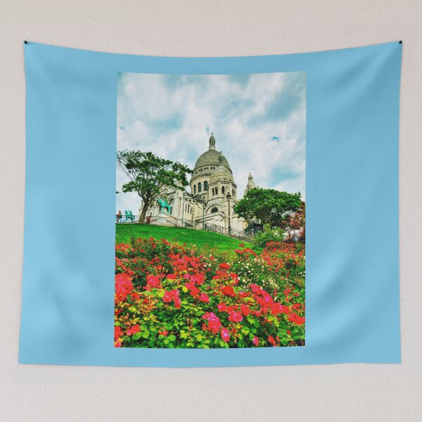 Item preview, Sacre Coeur Basilica, Red Flowers, Paris, France designed and sold by Paul Thompson Photography.