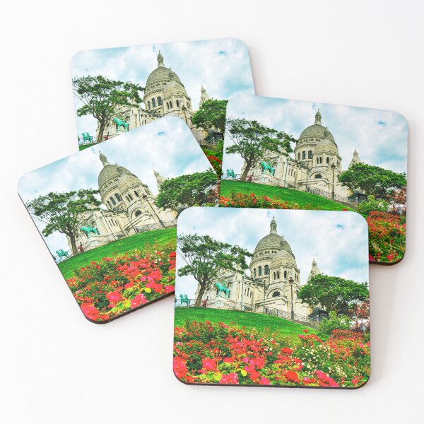 Item preview, Sacre Coeur Basilica, Red Flowers, Paris, France designed and sold by Paul Thompson Photography.