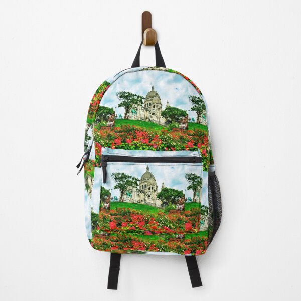 Item preview, Sacre Coeur Basilica, Red Flowers, Paris, France designed and sold by Paul Thompson Photography.
