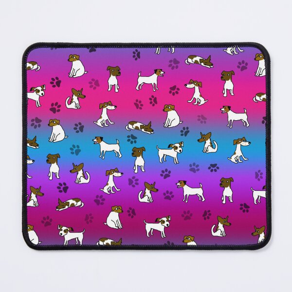 Item preview, Jack Russell Terrier Cartoon Pattern With Blue And Pink Background designed and sold by jaggerstudios.