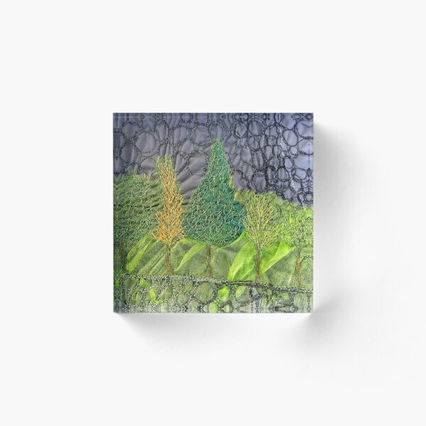 Autumn Tree Embroidery Art By Juliet Turnbull Acrylic Block