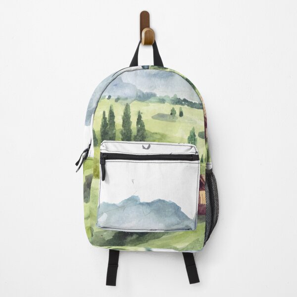 Item preview, Green Nature Landscape With House And Mountain Watercolor designed and sold by Yorda Creative.