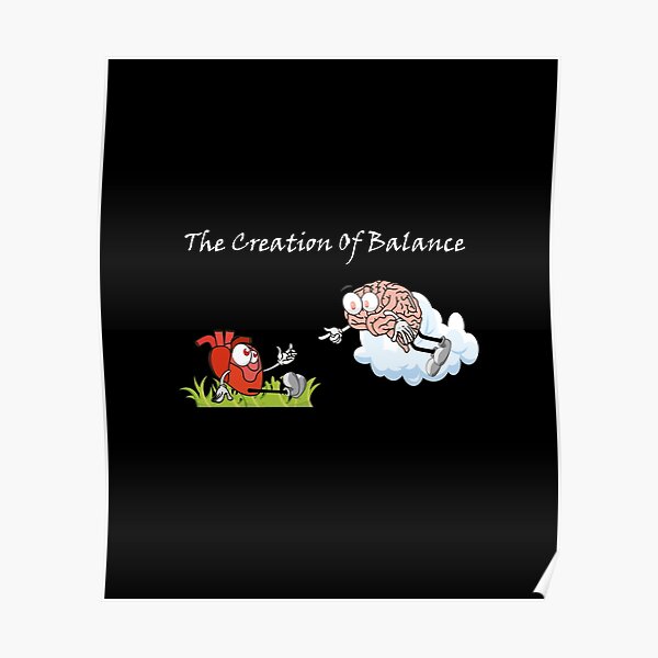 Find true Love, Heart & brain trying to create the balance, cartoon Illustration. Poster