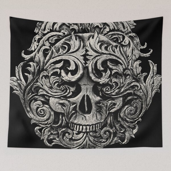 Item preview, Skull Floral Victorian Flourish Hand Drawn Art Carving - Skull designed and sold by Mechanical Whispers.