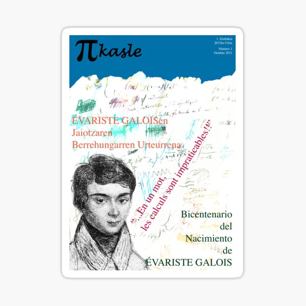 Bicentenario del Nacimiento de Galois (Cover of PIkasle Issue 1) Sticker