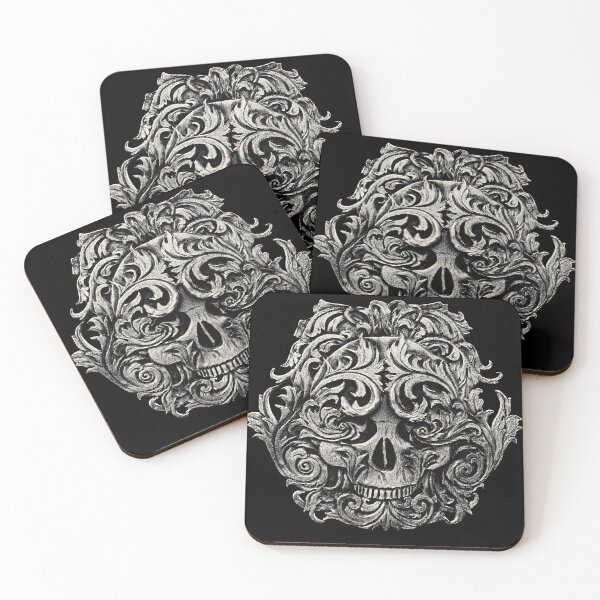 Item preview, Skull Floral Victorian Flourish Hand Drawn Art Carving - Skull designed and sold by Mechanical Whispers.