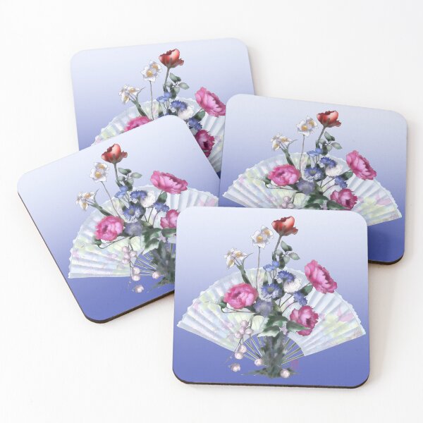 Item preview, Pretty pink watercolor peonies with a chinese folding fan designed and sold by CuisineCat.