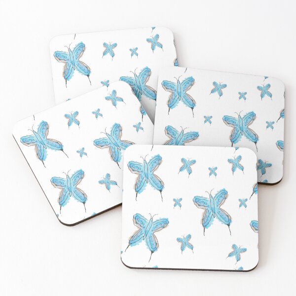 Artikelvorschau, Aquarell blaue Schmetterlinge Sticker Pack entworfen und verkauft von Designs By YL.
