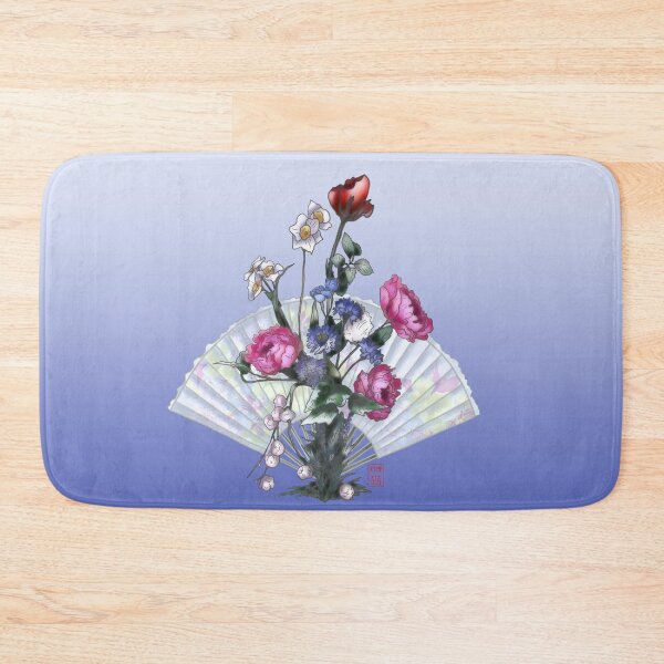 Item preview, Pretty pink watercolor peonies with a chinese folding fan designed and sold by CuisineCat.