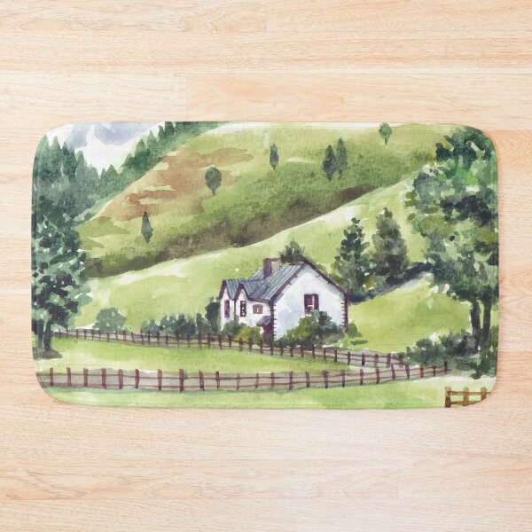 Item preview, Nature Landscape With House And Mountain Watercolor designed and sold by Yorda Creative.