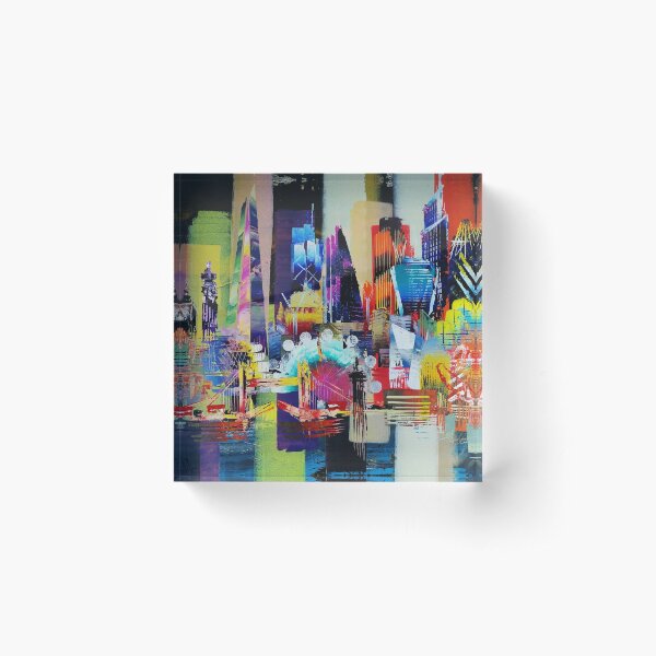 City of London Skyline abstract painting 949 Acrylic Block
