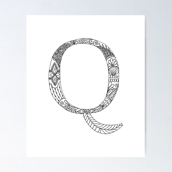 Item preview, Henna Alphabet Q / Henna Letter Q - Black Henna Line Art designed and sold by Mrs-PenLine.