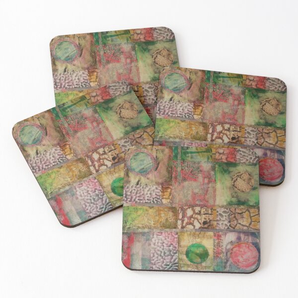 Item preview, Red and green patchwork abstract designed and sold by Caroline  Peacock.