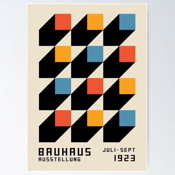Item preview, Bauhaus homage Modern Gallery Abstract Colorful square shadow Print designed and sold by AtelierDiKoko.