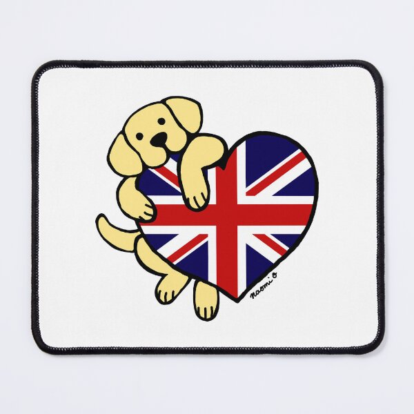 Item preview, Union Jack British Heart Yellow Labrador designed and sold by HappyLabradors.