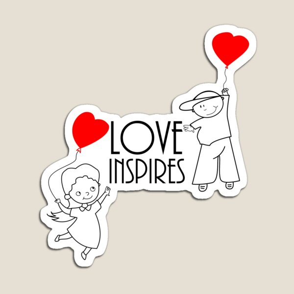 Item preview, love inspires, a boy and a girl with airy hearts designed and sold by vilma3000.