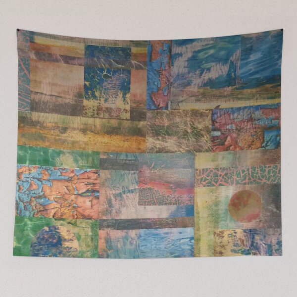 Item preview, Blue and orange abstract collage designed and sold by Caroline  Peacock.