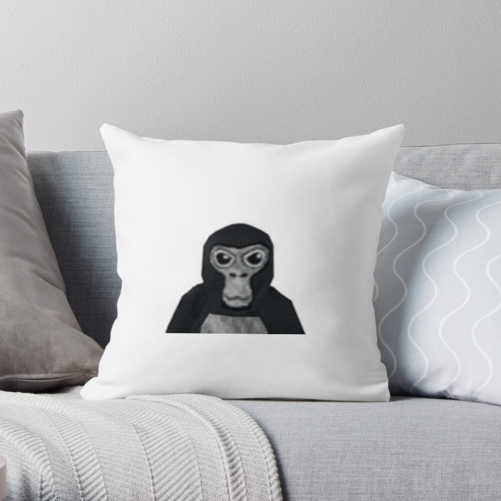 Baby Gorilla Riding Mother's Back Vintage Black and White Look Throw Pillow  by TheWindBeneathMyTutu