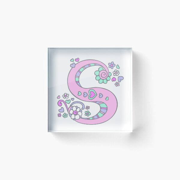 Item preview, Letter S monogram flower and heart art designed and sold by Sarah Trett.