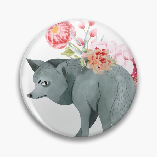 Item preview, Illustrated Watercolor Wolf and Flowers | Cute Animal Illustration designed and sold by MiaDelelai.