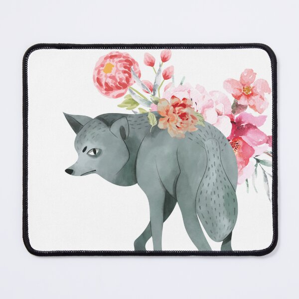 Item preview, Illustrated Watercolor Wolf and Flowers | Cute Animal Illustration designed and sold by MiaDelelai.