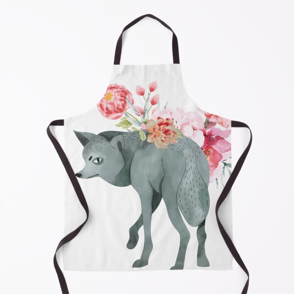 Item preview, Illustrated Watercolor Wolf and Flowers | Cute Animal Illustration designed and sold by MiaDelelai.