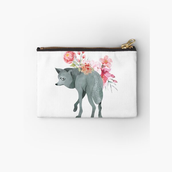 Item preview, Illustrated Watercolor Wolf and Flowers | Cute Animal Illustration designed and sold by MiaDelelai.