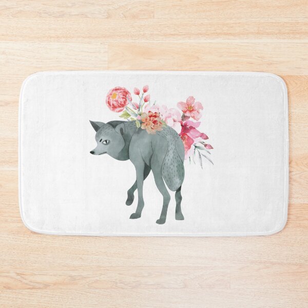 Item preview, Illustrated Watercolor Wolf and Flowers | Cute Animal Illustration designed and sold by MiaDelelai.