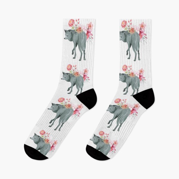 Item preview, Illustrated Watercolor Wolf and Flowers | Cute Animal Illustration designed and sold by MiaDelelai.