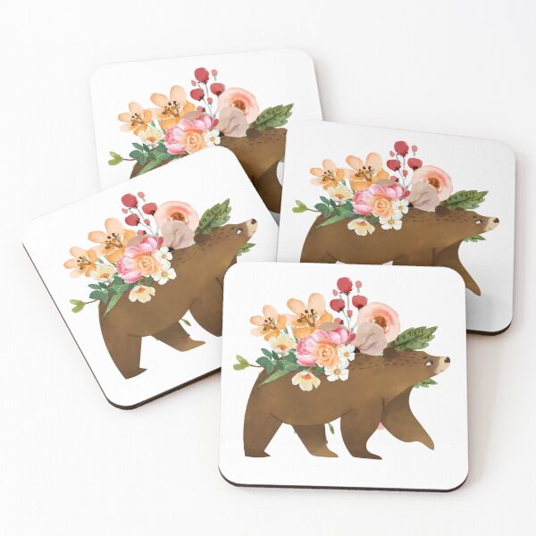 Item preview, Illustrated Watercolor Bear and Flowers | Cute Animal Illustration designed and sold by MiaDelelai.