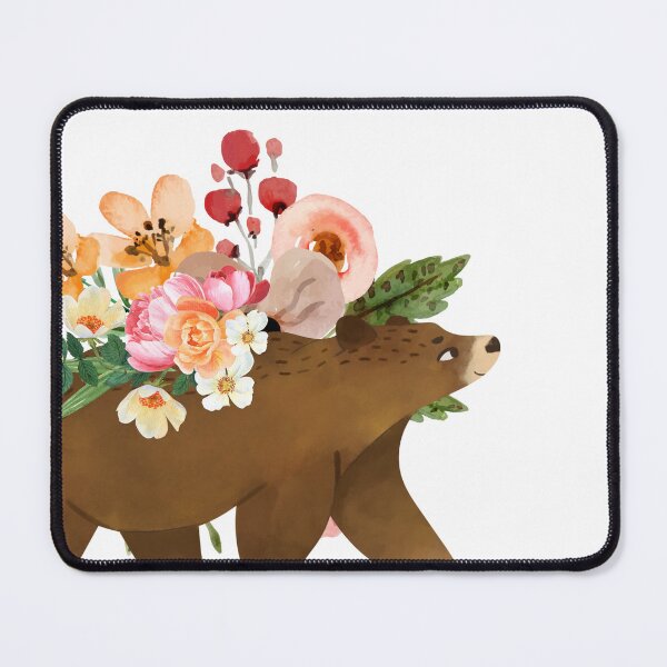 Item preview, Illustrated Watercolor Bear and Flowers | Cute Animal Illustration designed and sold by MiaDelelai.