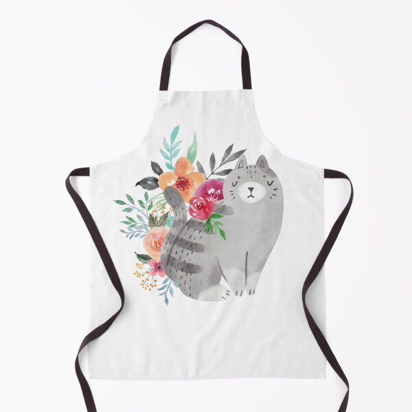 Item preview, Illustrated Watercolor Cat and Flowers | Cute Animal Illustration designed and sold by MiaDelelai.