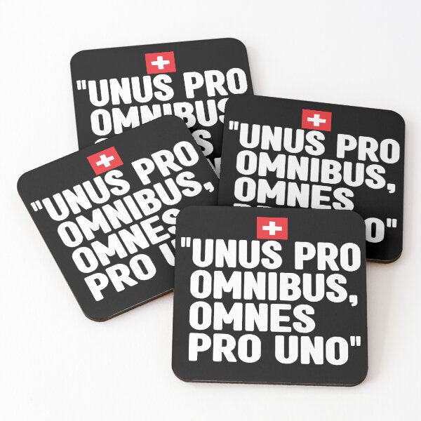 Artikelvorschau, Unus pro omnibus, omnes pro uno, inoffizielles Motto der Schweiz. Es bedeutet Einer für alle, alle für einen. entworfen und verkauft von Swissstore.