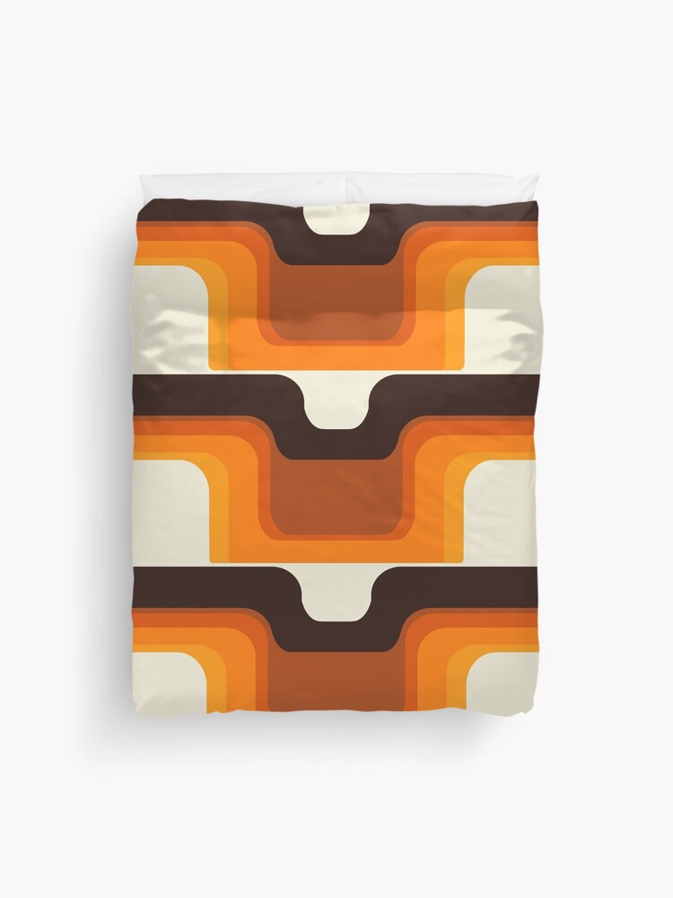 Thumbnail 1 of 2, Duvet Cover, Mid-Century Modern Meets 1970s Orange designed and sold by MonstersMashU.