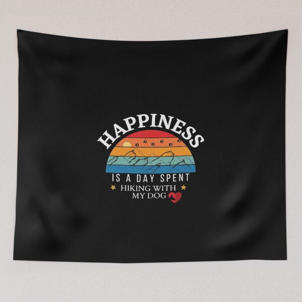 Item preview, Happiness Is A Day Spent Hiking With My Dog | Retro Hiking Dog Design designed and sold by StreetShirts1.