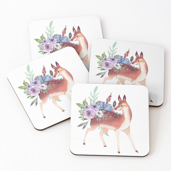 Item preview, Illustrated Watercolor Deer and Flowers | Cute Animal Illustration designed and sold by MiaDelelai.