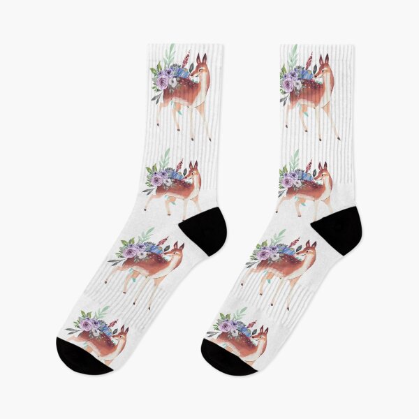 Item preview, Illustrated Watercolor Deer and Flowers | Cute Animal Illustration designed and sold by MiaDelelai.