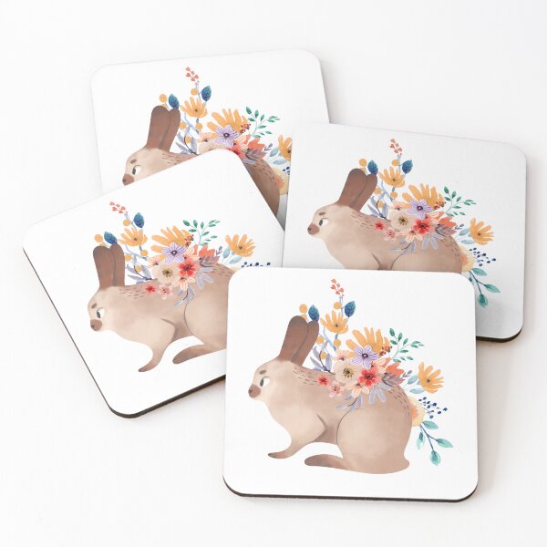 Item preview, Illustrated Watercolor Rabbit and Flowers | Cute Animal Illustration designed and sold by MiaDelelai.
