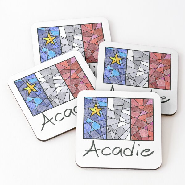 Item preview, Acadian Flag pastel liquid mosaic - Drapeau acadien mosaïque liquide pastel vitrail designed and sold by ColoursOfFrance.