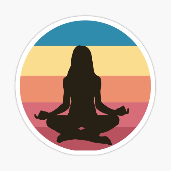 "Colorful Sunset Yoga Girl Pose in Black Cute Yoga Girl" Sticker for