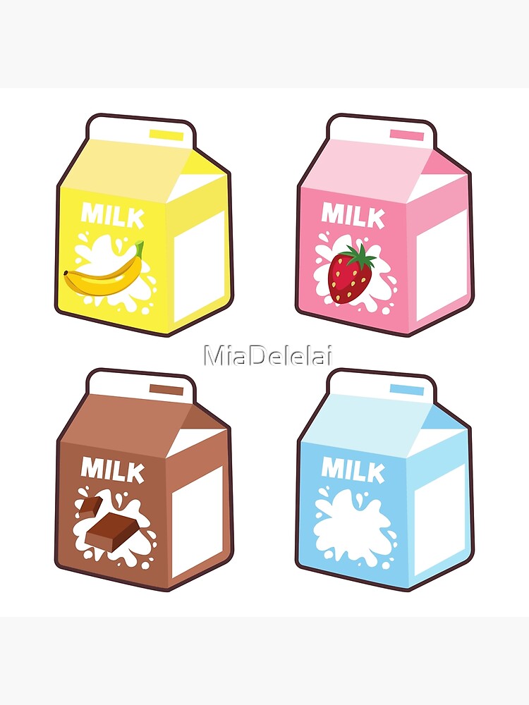 "Illustrated Cute Milk Cartons Chocolate Milk Strawberry Milk
