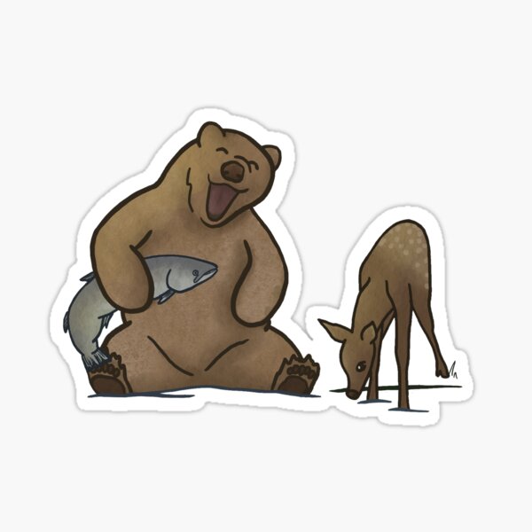 Bear and Deer Fishing Sticker