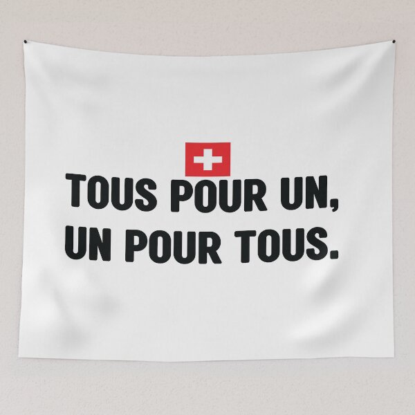 Item preview, Tous pour un, un pour tous. Unofficial motto of Switzerland. It means One for all, all for one.  Swiss national day. Fête nationale suisse designed and sold by Swissstore.