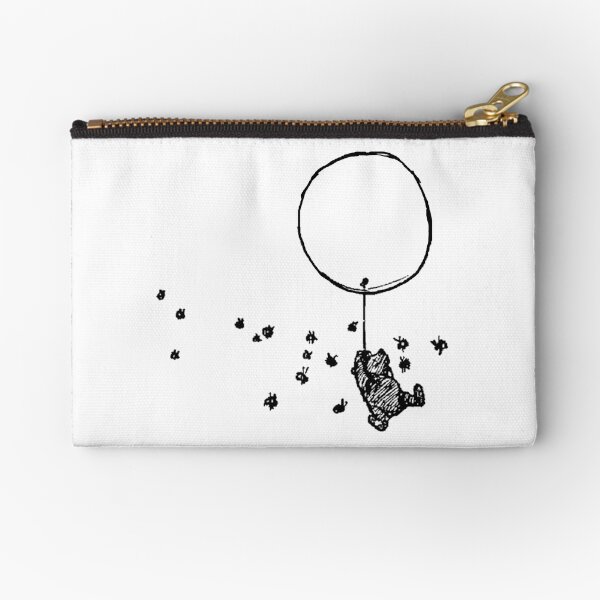 Pooh bear flying with balloon and bees Zipper Pouch