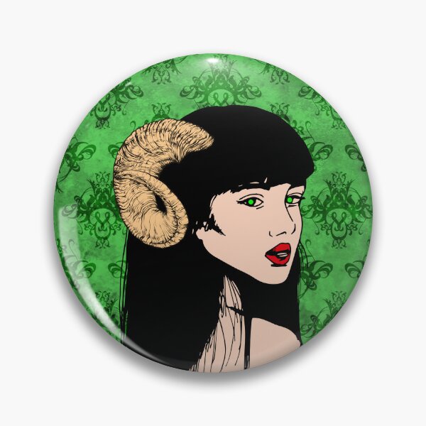 Item preview, Horned woman with green background: gothic and damask pattern designed and sold by keera66.