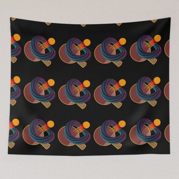 Item preview, Table tennis racket, ping pong ball with tail through abstract ring designed and sold by Bodino.