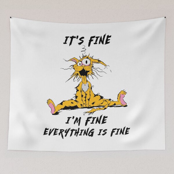 Item preview, It's fine, I'm Fine, Everything is fine funny cat tee designed and sold by ecomdesign.