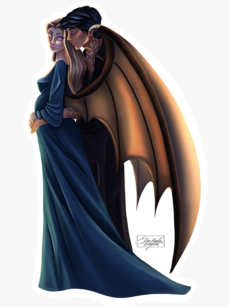 Rhysand and Feyre with wings Sticker for Sale by Elsa Pedrosa