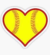 Yellow Fastpitch Softball Heart Sticker