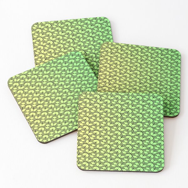 Item preview, Escher cubes drawn circle yellow green designed and sold by JcB-Arts.